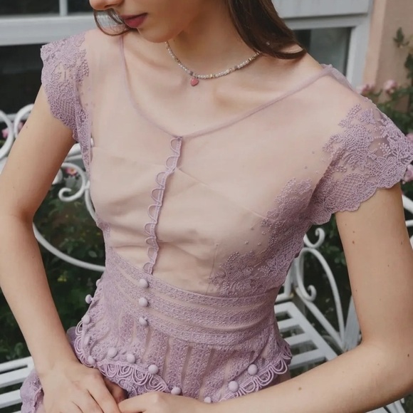 Delicate Purple Lace Dress - Picture 4 of 4